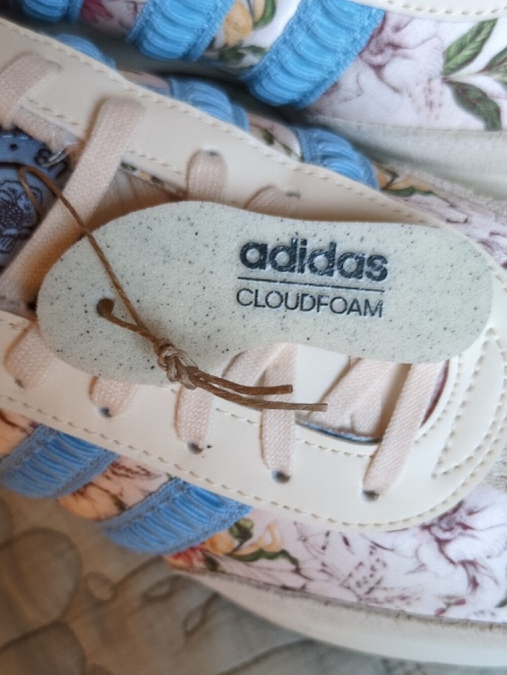 FARM Rio x Adidas Cream Floral Lace-Up Sneakers with Blue Stripes - Picture 7 of 10